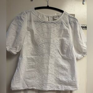 Gap Puff Sleeve Eyelet Blouse